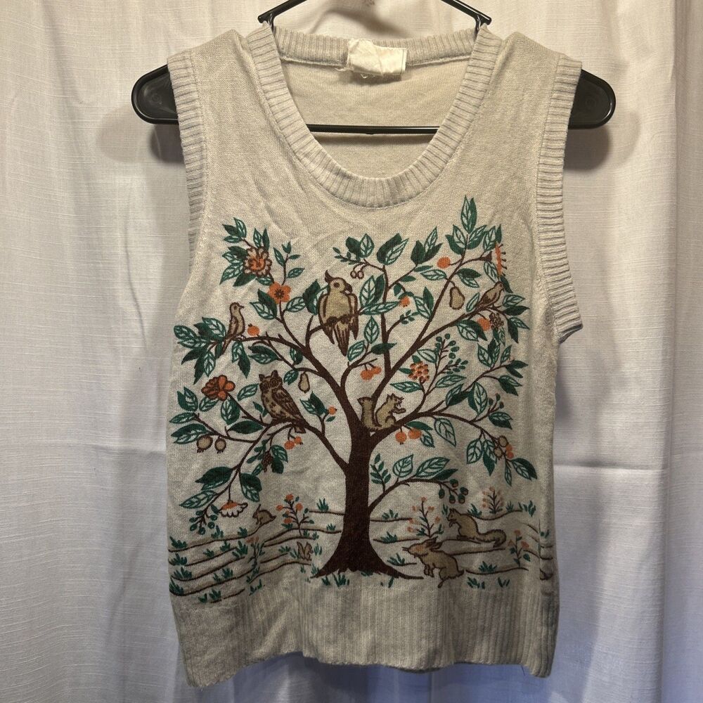 Vintage 70’s Woodland Fall Sweater Vest Large Hong Kong